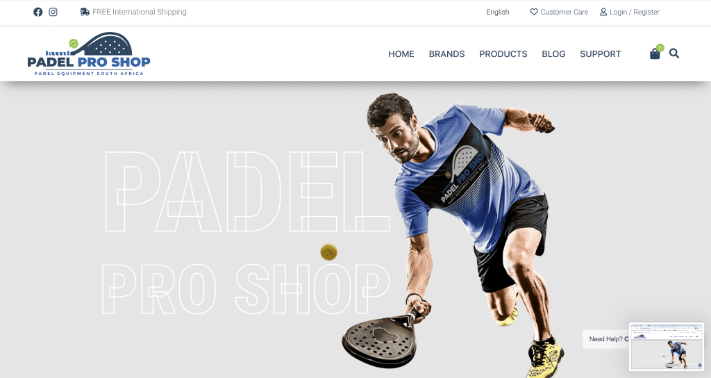 Padel Shop Website Design